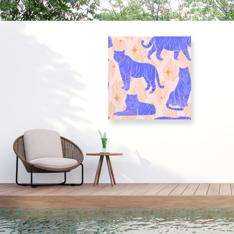 Rachel Hallquist Tigers Blue Outdoor  Canvas, H 14 po x l 14 po