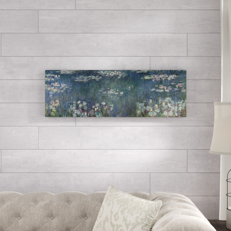 «Waterlilies Green Reflections» par Claude Monet, reproduction d'art sur toile tendue, H 12 po x l 36 po x P 1,5 po