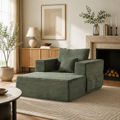 Canapé modulaire 62,4 pouces à une place avec accoudoirs de rangement et dossier amovible