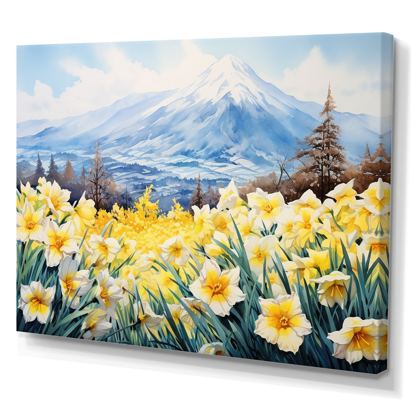 Daffodils Charm in Mountain - Imprimé, Toile tendue, H 34 po x l 44 po x P 1,5 po