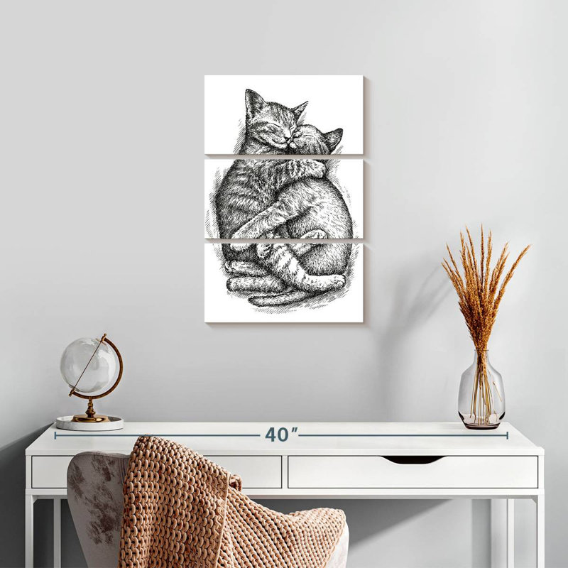 Brampt Two Cuddling Cats, 57" H x 36" W