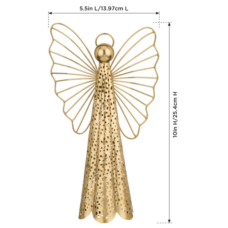 Décoration Contempo Angel, Doré, H 3 po x l 10 po x P 5,5 po