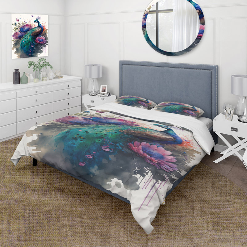 Ensemble d'édredon 4 pièces Peacock, King Comforter + 3 Additional Pieces