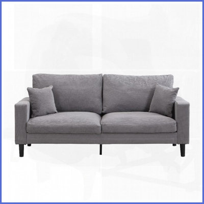 Modern Light Gray 74" 3-Seater Sofa - Comfy Upholstered with Solid Wooden Frame for Living Room/Bedroom