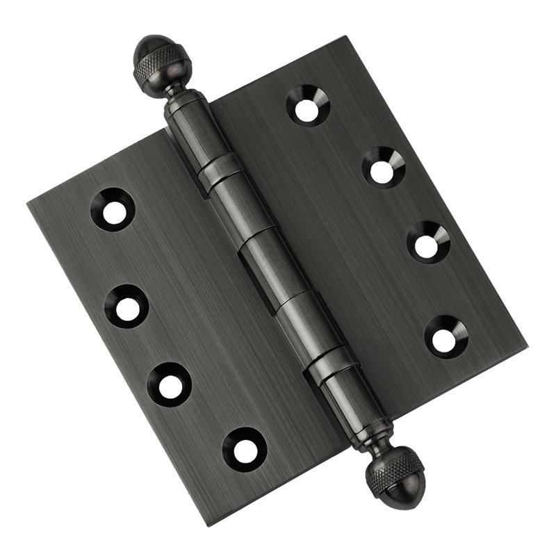 4.5" H x 4.5" W Solid Brass Ball Bearing Single Butt Door Hinge, Pewter