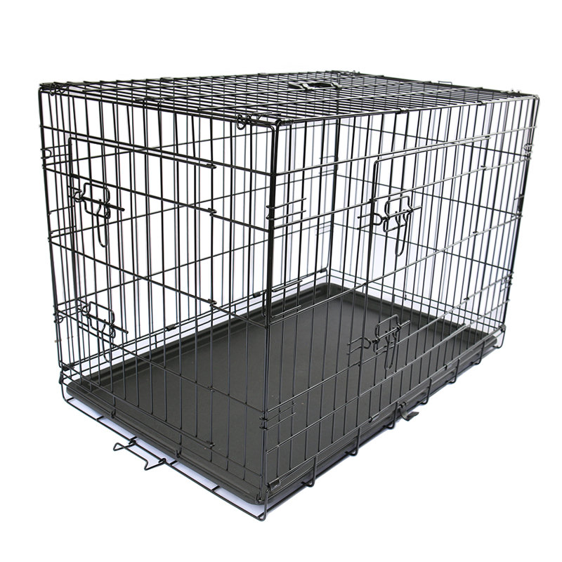 Branford Pet Puppy Cage Dog Animal Crate Foldable Transport Carrier with Tray, 54cm H x 75cm W x 47cm D, Black