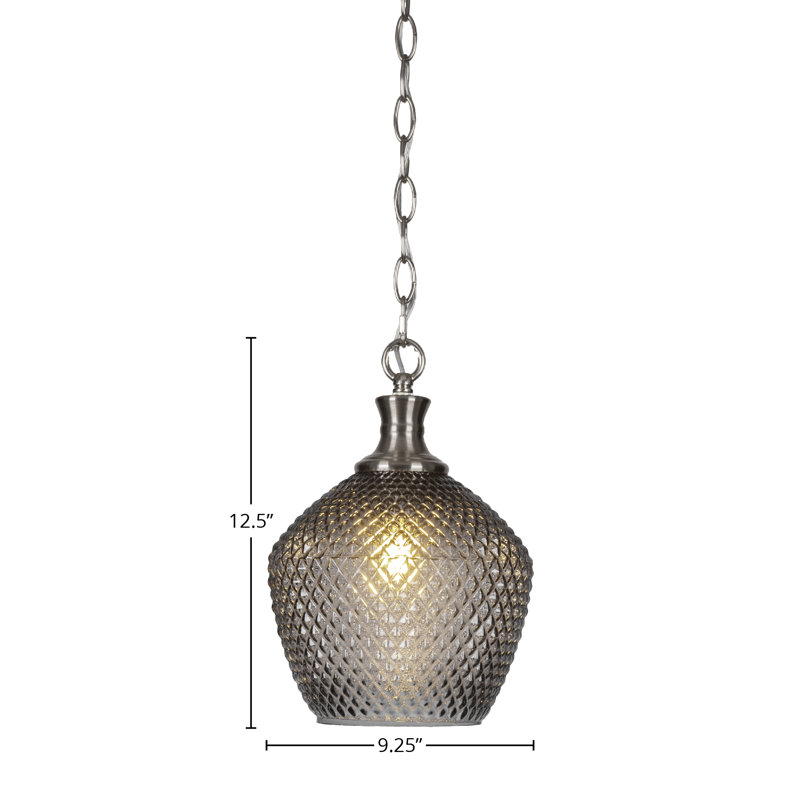 Zola Chain Hung Pendant, Brushed Nickel, 12.5" H x 9.25" W x 9.25" D