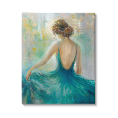 «Woman Green Dress», peinture sur toile