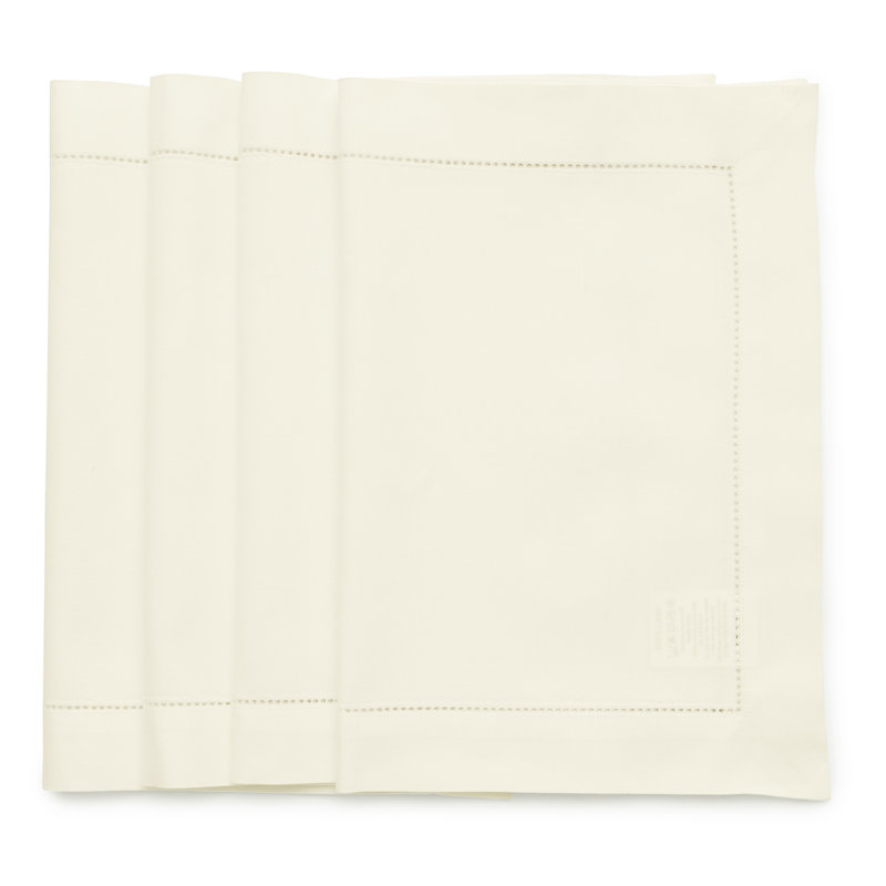 Cotton Linen Hemstitch - 100% Pure Placemats, Ivory