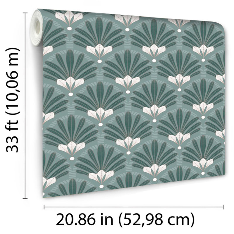 Papier peint art déco, Vert