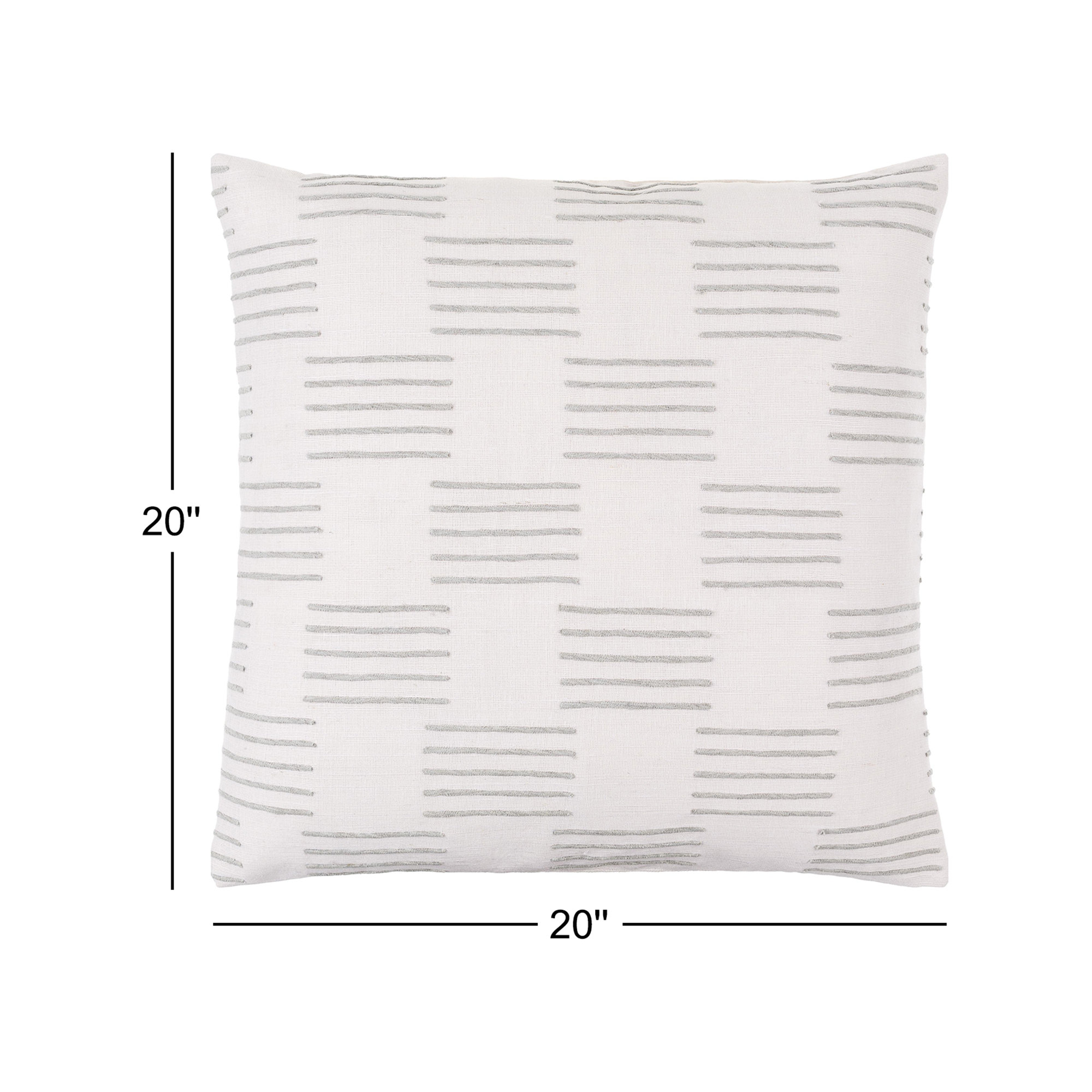 Layten Geometric Cotton Throw Pillow, Down, 20" x 20", Off-White