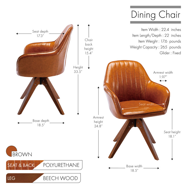 Fauteuil pivotant rembourré Oran, Brun
