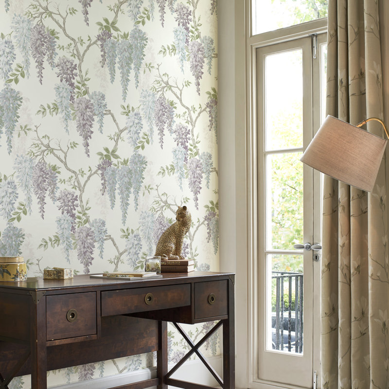 Laura Ashley Wisteria Garden Wallpaper Roll, Pale Iris