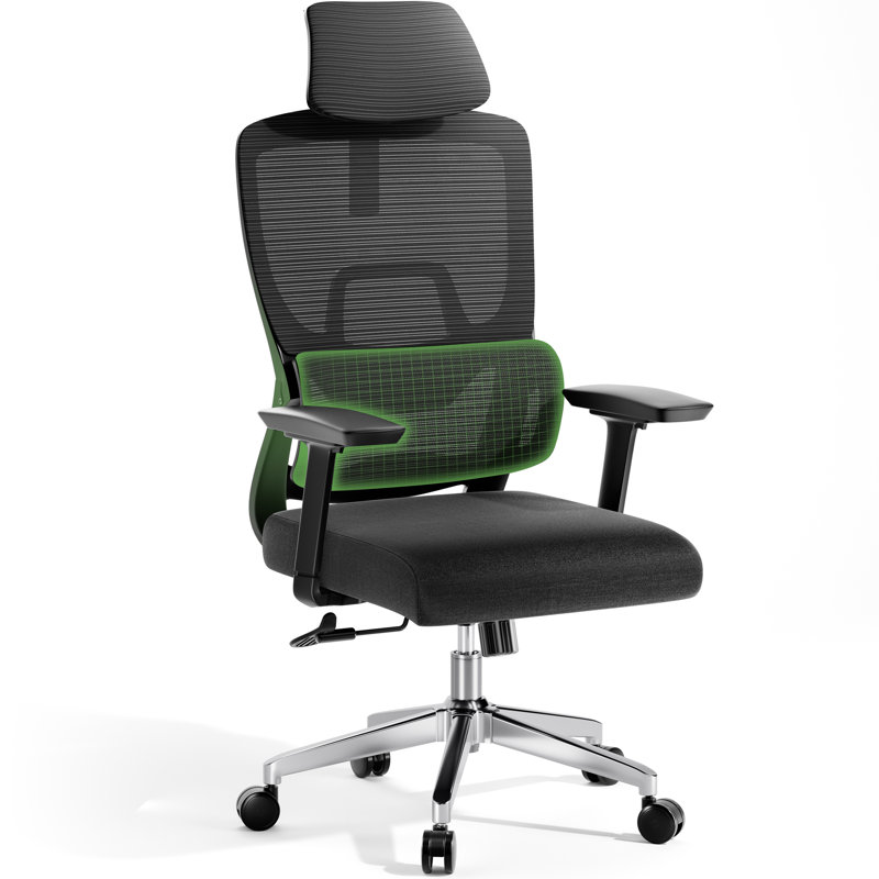 Mersed Office Chair Ergonomic Office Chair with Adaptive Lumbar Support, Mesh Computer Desk Chair with High Back, Adjustable Headrest&Tilt Function, Rolling Work Swivel Task Chairs with Wheel 3D Armrests