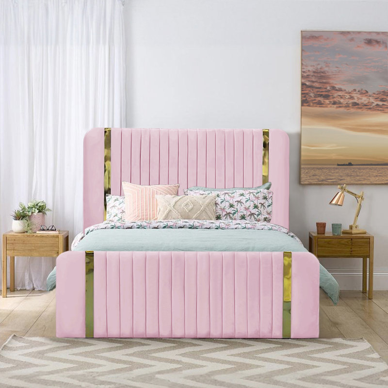 Upholstered Ottoman Storage Bed, Pink, Super King (6')