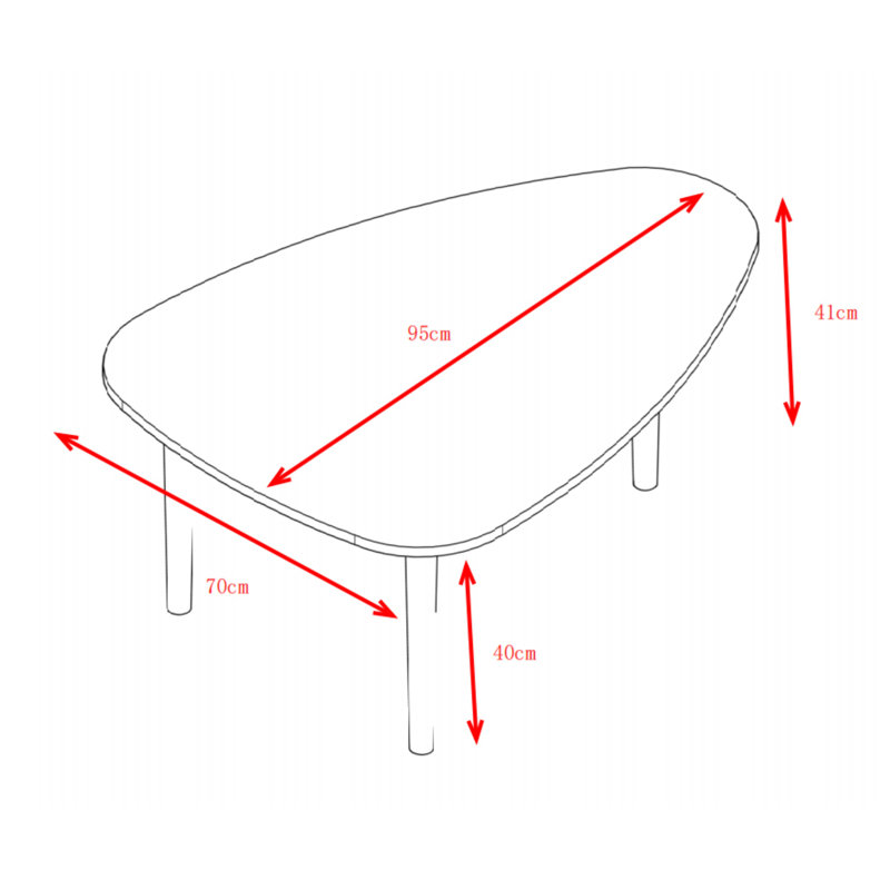 EGG SHAPE COFFEE TABLE-790, 16.16" H x 37.44" L  x 27.68" W