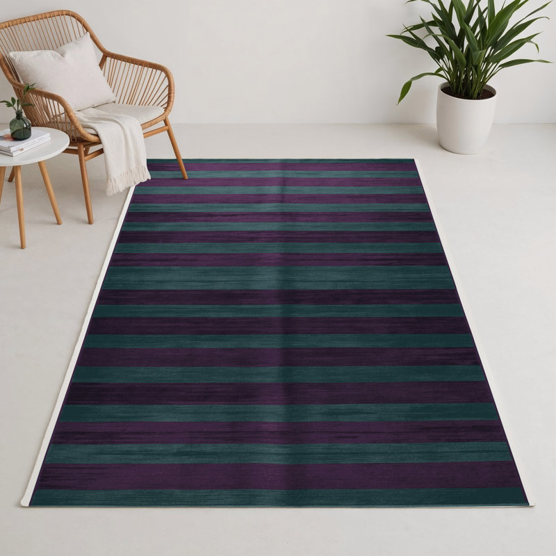 Tapis intérieur / extérieur mauve HorizontalStripes, Rectangle 5 pi x 7 pi