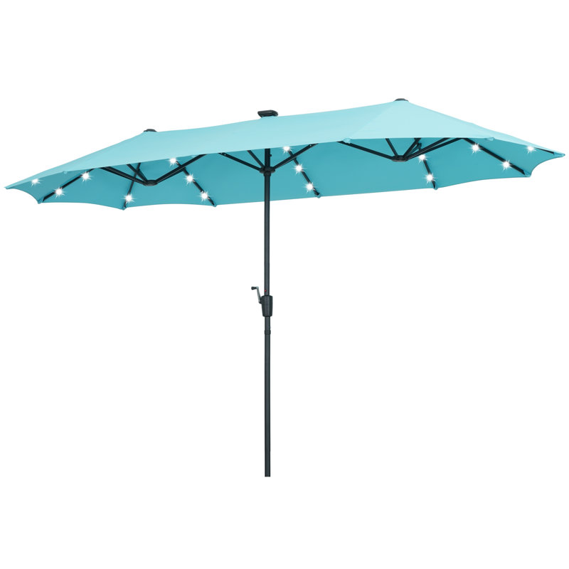 Parasol de marché rectangulaire de 144 po x 72 po Shannette, Bleu