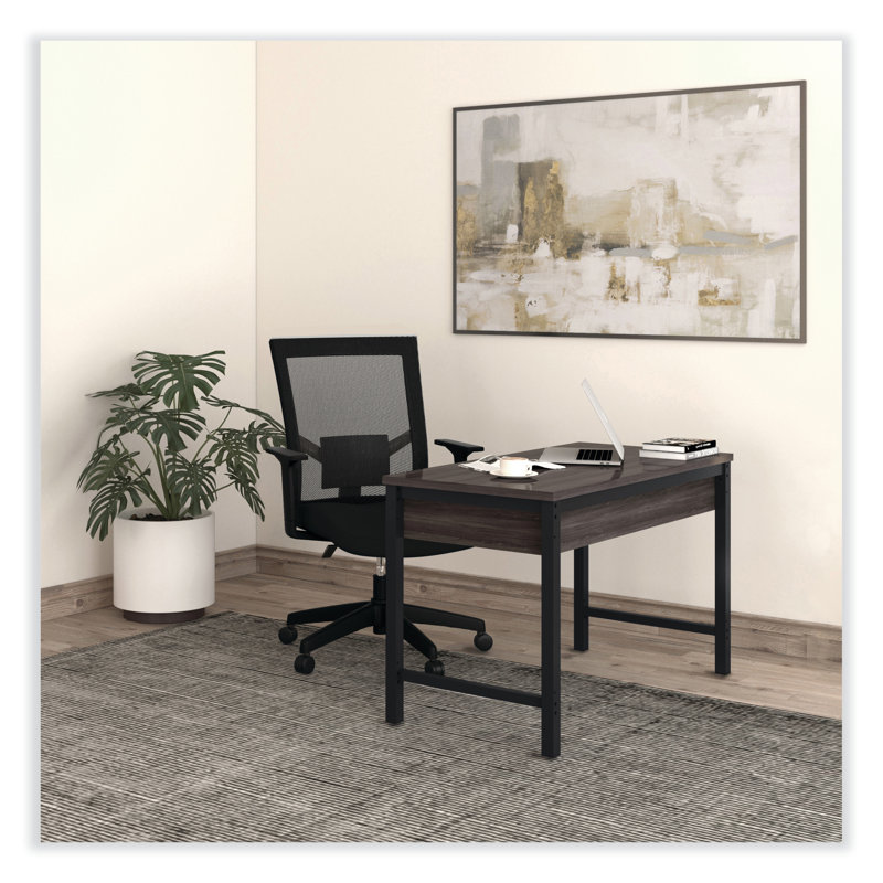 Black Mesh and Fabric Adjustable Task Chair with Fixed Arms