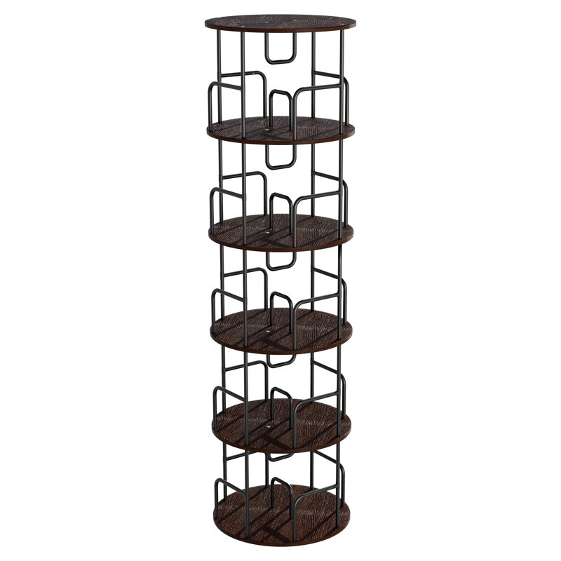 Rotating Bookshelf Tower 5 Tier, Spinning Bookcase, Revolving 360 Book Shelf Narrow Tall Bookcase, Vertical Turning Round Storage Bookshelf, Book Shelf Organizer For Bedroom, Living Room, Brown
