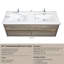 Meuble-lavabo flottant gris cendré de 60 po avec deux lavabos, comptoir en résine de pierre, tiroirs silencieux à fermeture en douceur, unité pré-assemblée, grands compartiments de rangement, meuble-lavabo mural à finition eau,