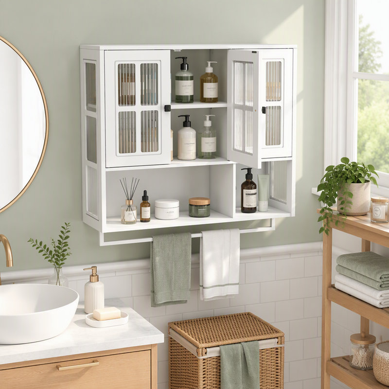 Armoire murale en bois 3 portes, White
