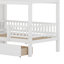 Lit superposé simple au-dessus de simple avec escalier coulissant et rangement, 2 tiroirs sous le lit et garde-corps de clôture-2059530000