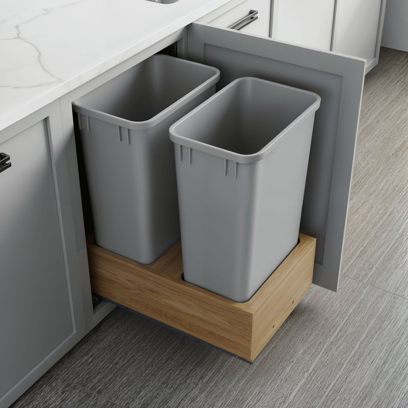 Poubelle de cuisine coulissante double 18 po Dowell, 50 pintes -Double