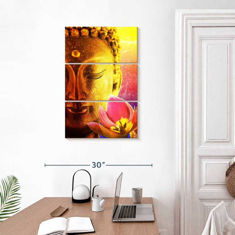 Superbe impression sur toile de Bouddha, H 20 po x l 32 po x P 1,25 po