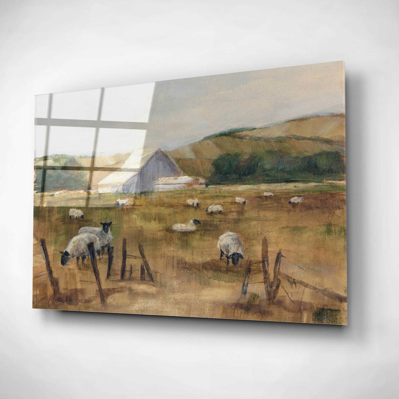 «Grazing Sheep I» par Ethan Harper, art mural en verre acrylique, H 12 po x l 16 po x P 0,12 po