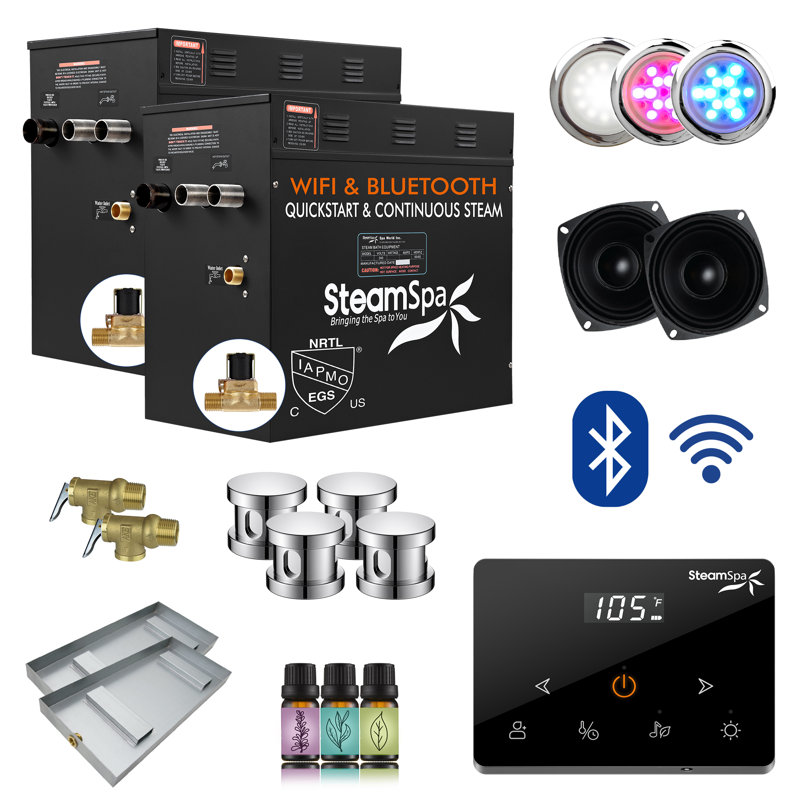 Black Series 21KW Steam Bath Generator With Fully Wireless Remote, BLUETOOTH, WIFI, And Auto Drain