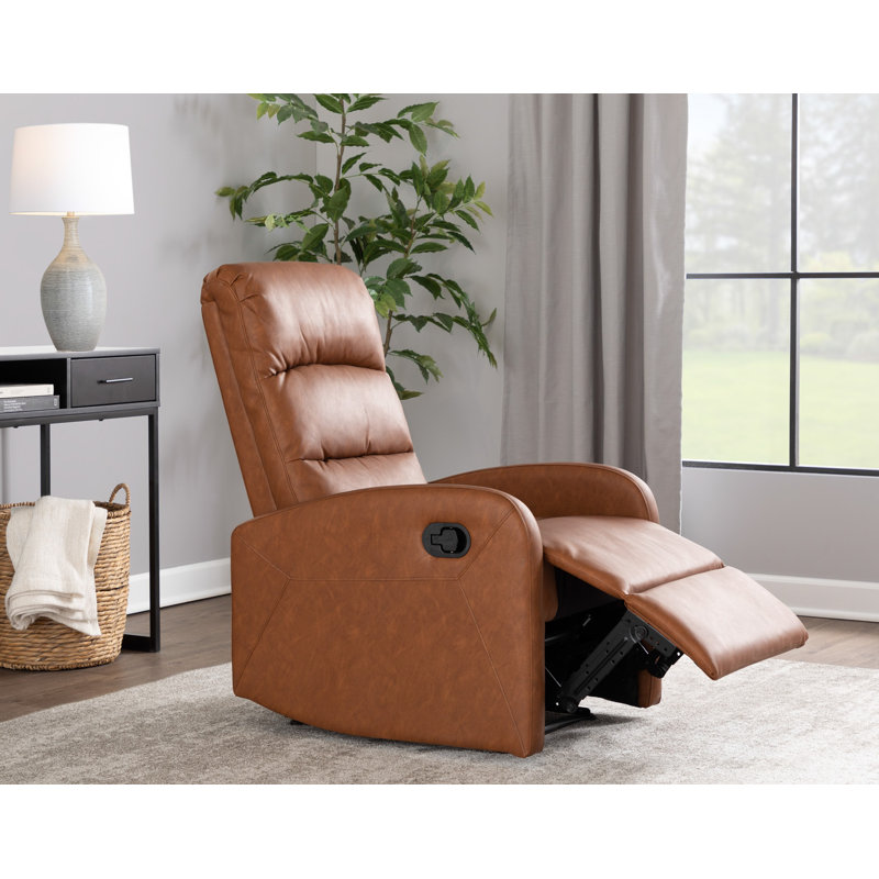 Fauteuil inclinable manuel standard en similicuir de 24,5 po de large Vadys, Similicuir brun clair