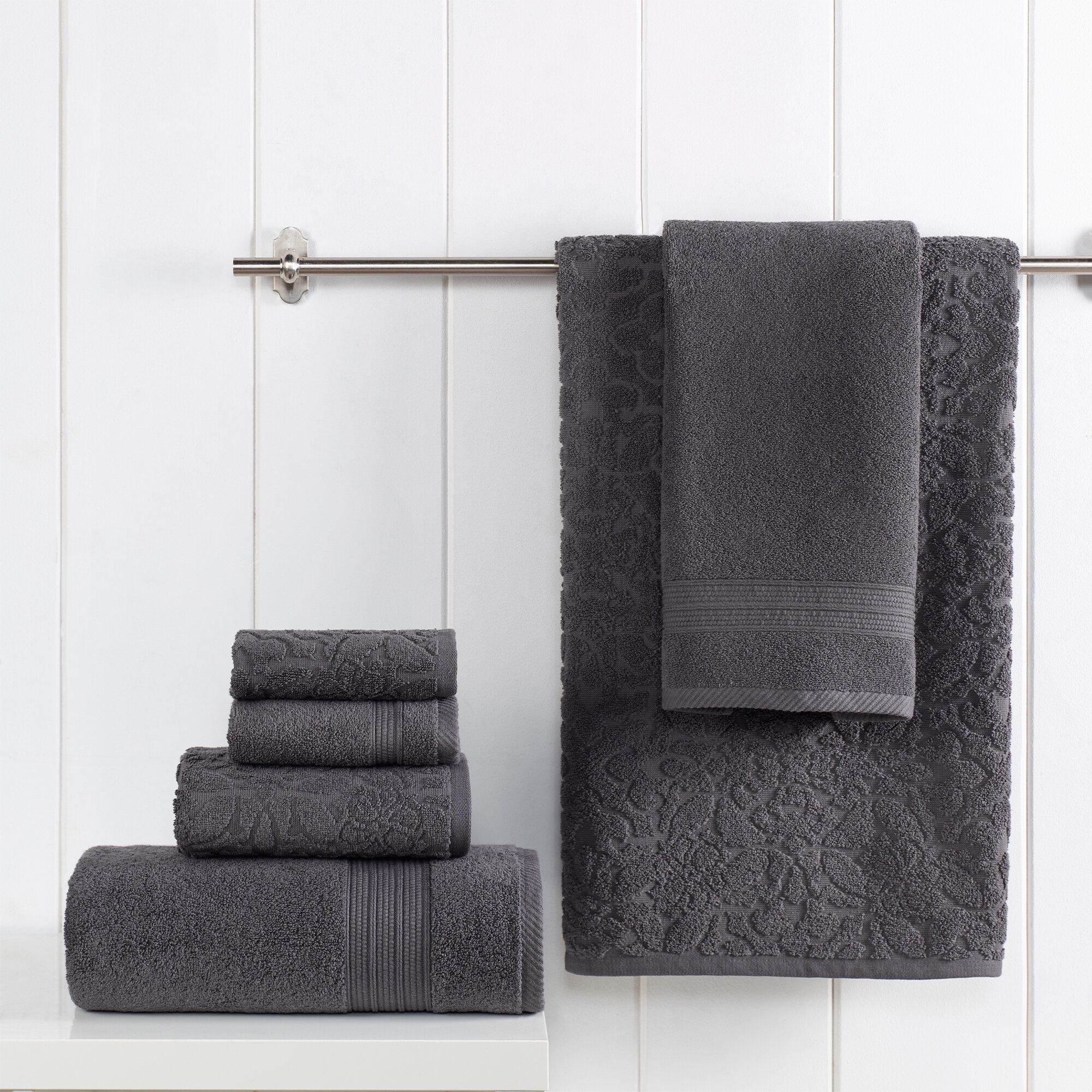 Darcelle 6 Piece Turkish Cotton Towel Set Charlton Home Color: Coal Black