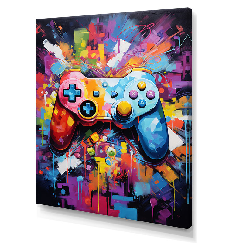 Jeu vidéo Pixel Pop I - jeux vidéo, impressions sur toile, Toile tendue, H 32 po x l 16 po x P 1 po