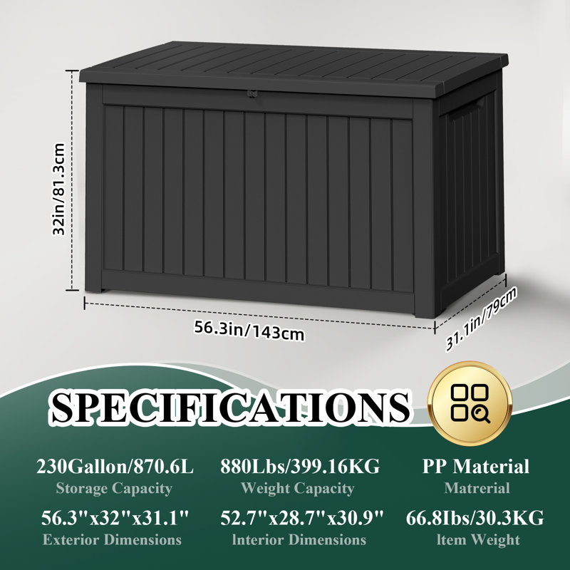 Olilawn Durable Resin Outdoor Storage and Organization Deck Box For Patio Furniture and Supplies(30Gallon、50Gallon、80Gallon、180Gallon、230Gallon）