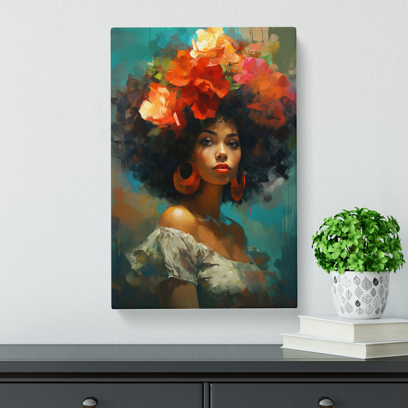 Woman With Curls Impressionism - No Frame Print, 50cm H x 35cm W x 3cm D