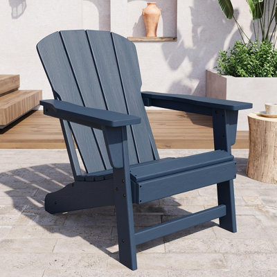 Chaise Adirondack - Fauteuil de foyer surdimensionné en polyéthylène résistant aux intempéries de 380 lb - Chaises de patio extérieur en bois texturé pour jardin, cour, pelouse, terrasse, piscine, porche