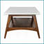 Table basse Mid-Century à deux tons avec structure en bois massif, plateau en bois aggloméré et amp; Tablette de rangement inférieure