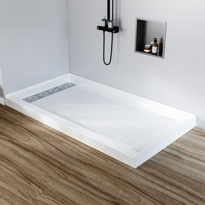 Ensemble de plancher de salle de bain 60 po x 32 po antidérapant blanc