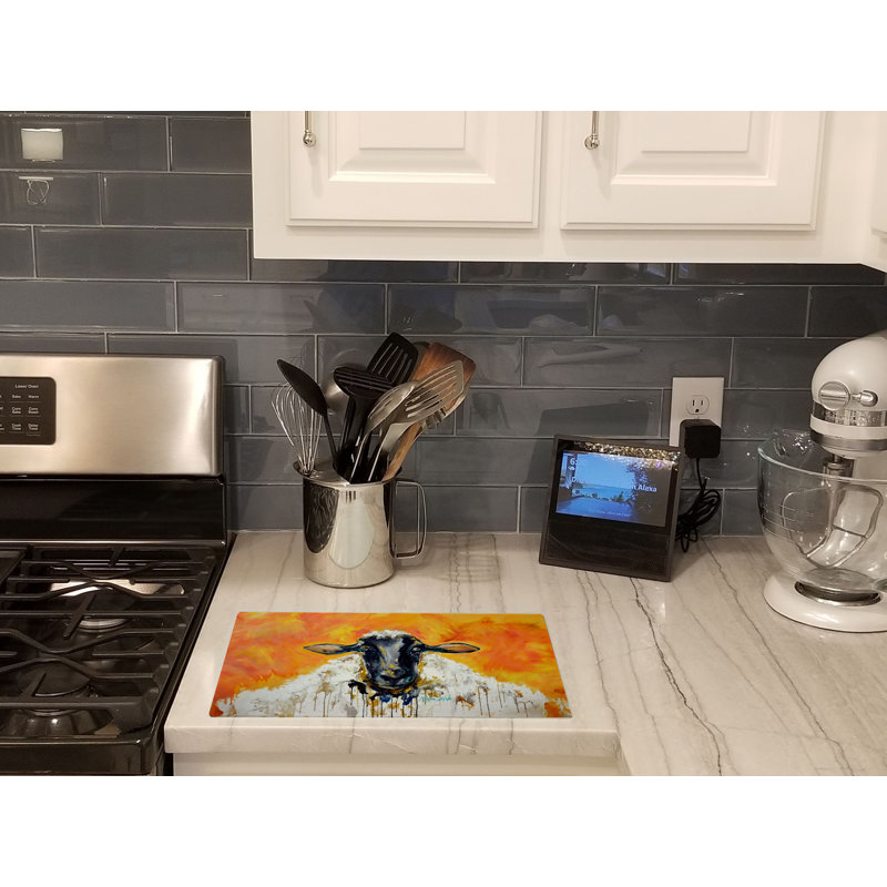 Peach Wool Sheep Glass Cutting Board
