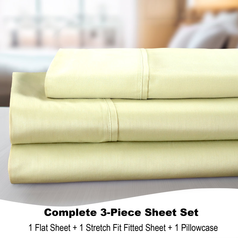 Ensemble de draps 300 fils en coton BedTite, Ensemble de draps pour lit simple avec un drap-hou, ISE