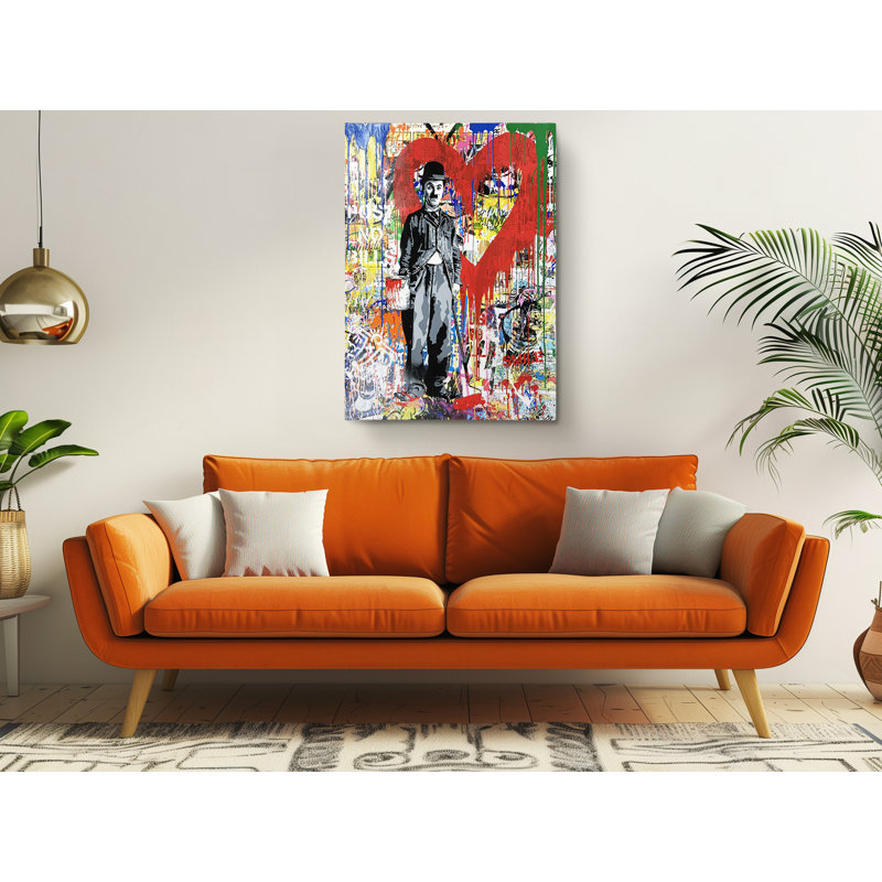 «Mr. Brainwash Life is Beautiful Charlie Chaplin», reproduction sur toile, H 36 po x l 24 po