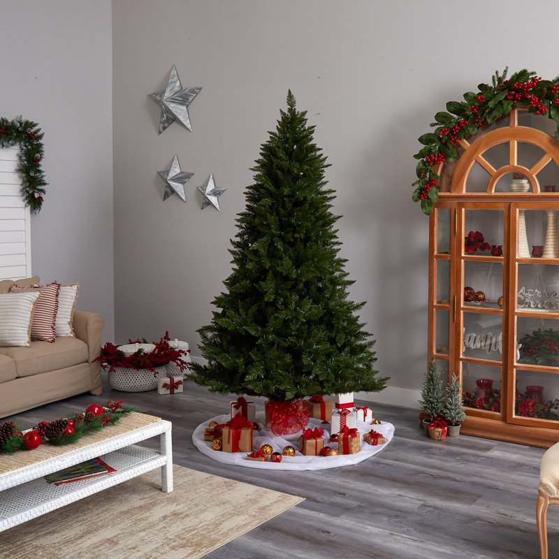 Arbre de Noël épinette vert 4 pi avec 200 lumières DEL combinées, H 7,5 pi
