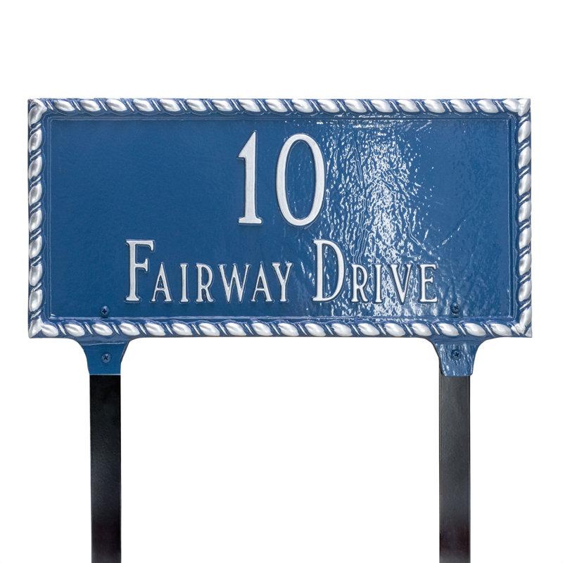 Enseigne d’adresse pour pelouse sur 2 lignes franklin, Chocolat / or
