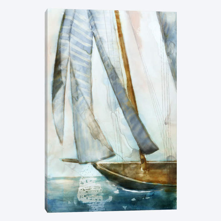 «Sailboat Blues I», reproduction sur toile, H 12 po x l 8 po x P 0,75 po, Toile tendue, Pas de tapis