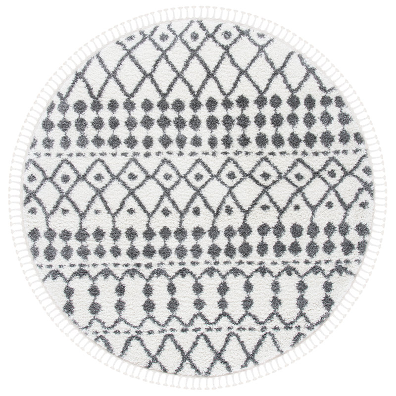 Berber Fringe Shag Performance Southwestern Rug, Round 6'7"
