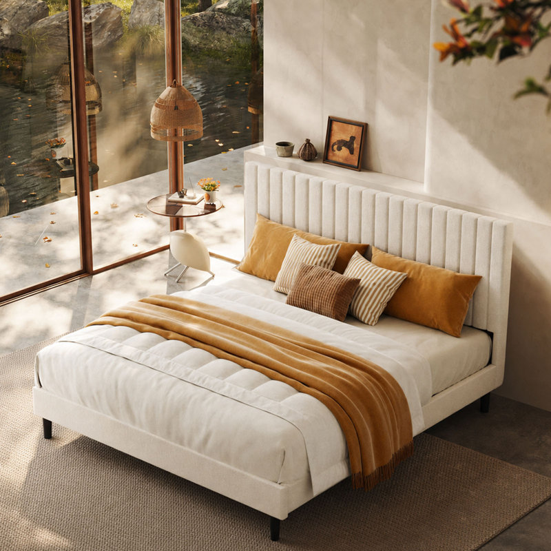 Tête de lit Modern, Grand lit, Beige
