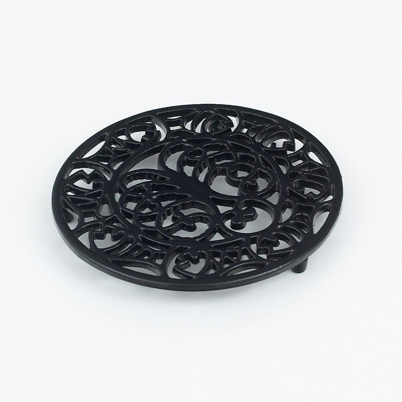 Metal Round 1 Piece Trivet, Black