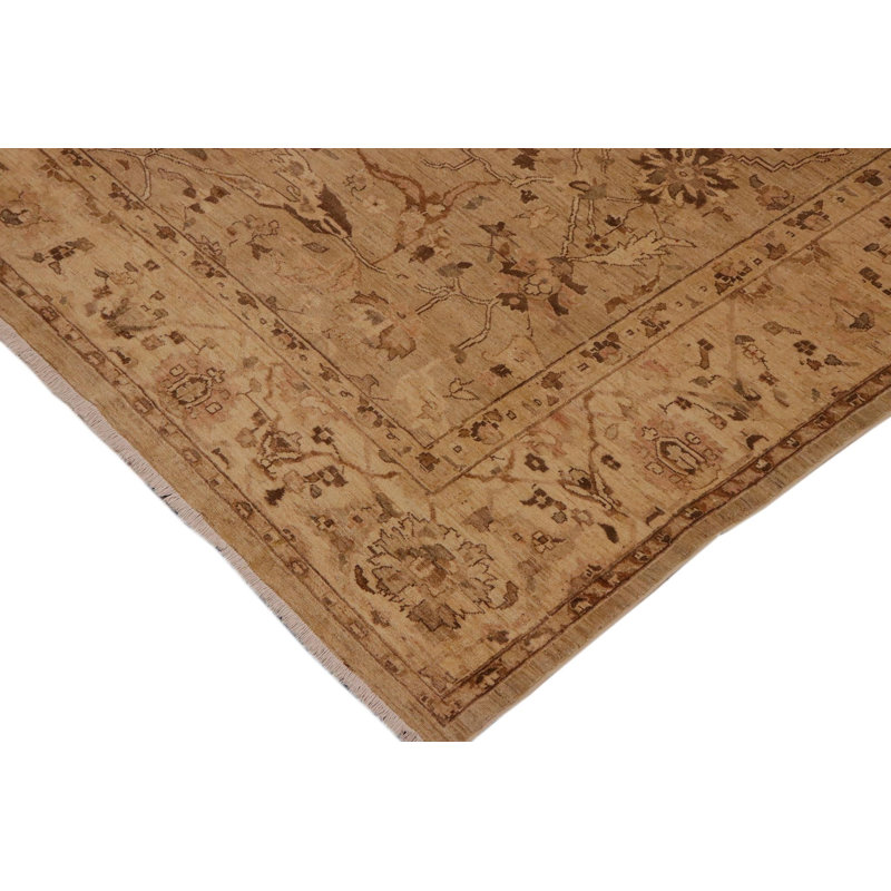 Tapis oriental brun clair en laine noué à la main 9 pi 4 po x 12 pi 1 po Dorn