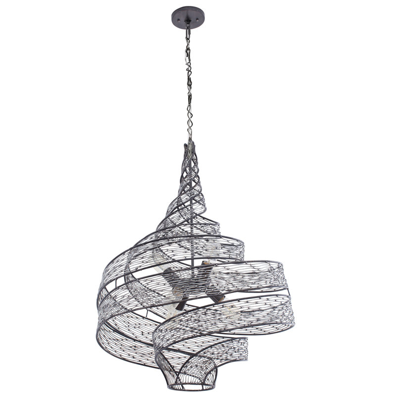 Luminaire suspendu torsadé 6 lumières Flow - Acier, H 31,5 po x l 26 po x p 26 po, Acier